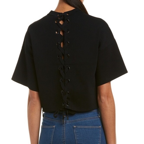 Kendall & Kylie Tops - Kendall + Kylie Top Knit Lace Up Back Black Small